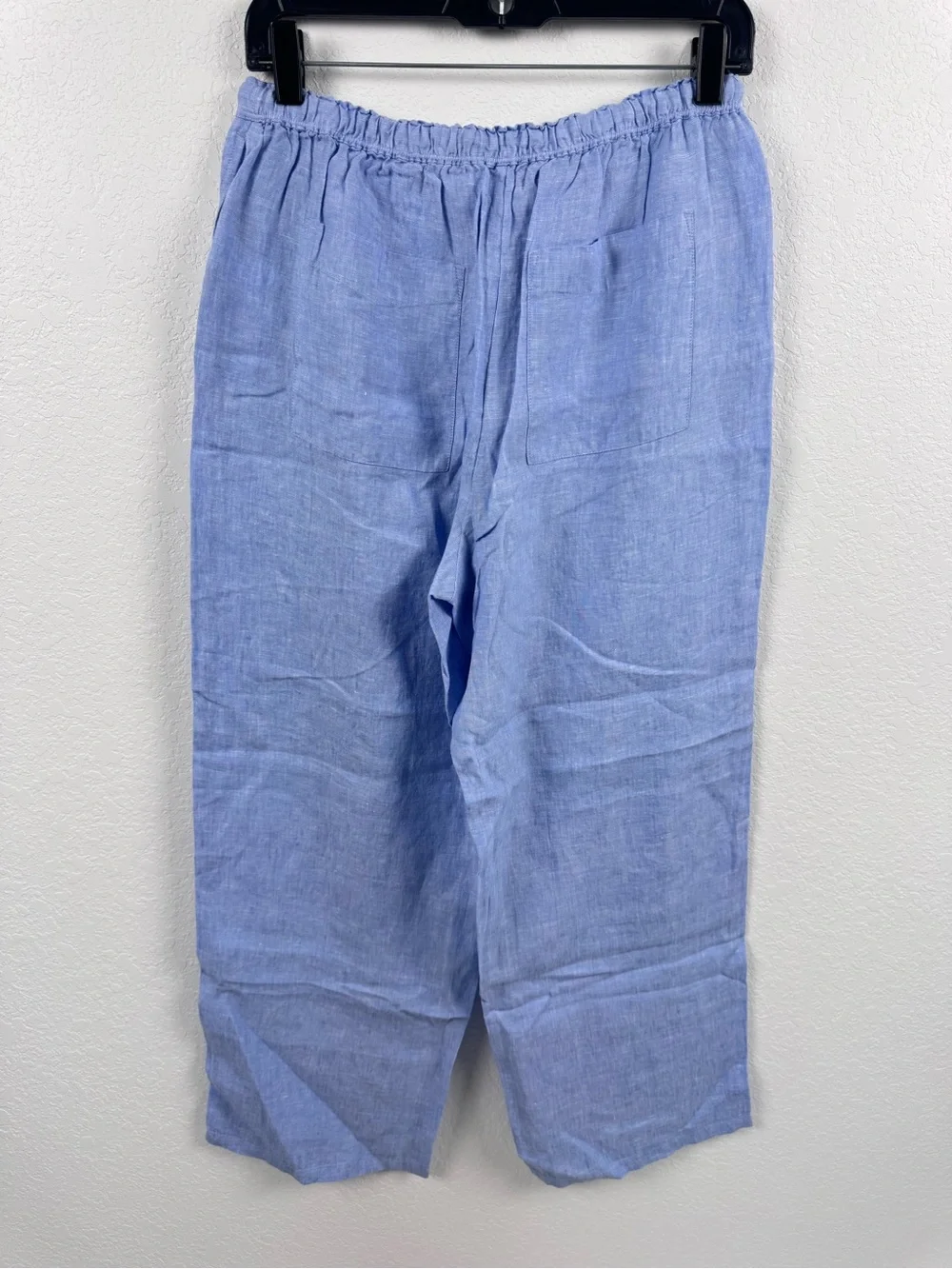 J. Crew Soleil Pants Blue Drawstring Wide-Leg Linen